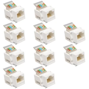 10PCS RJ45 CAT5e Keystone Jack Ethernet Network Connector Information Socket - Afbeelding 1 van 6