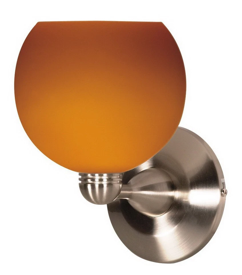 Brushed Nickel And Butterscotch Sphere Glass Wall Sconce $102 - Image 1 of 1