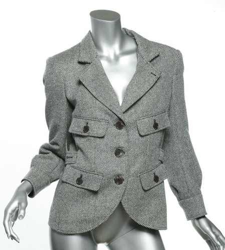 SAINT LAURENT (YSL) Blazer Yves Saint Laurent Ve Gauche Nero Bianco Micro Check FR40