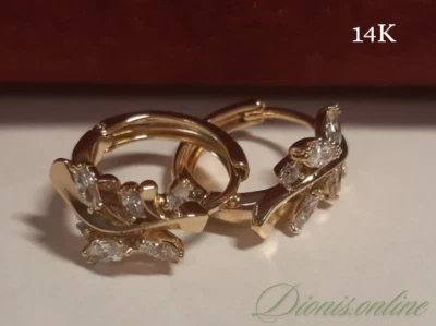 Luxus OHRRINGE CREOLE Zirkonia Huggie 575-er Gold 14K Vergoldet Geschenk NEU - Bild 1 von 4