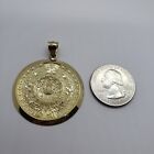 Authentic 10k Yellow Real Gold Aztec Round Calendar Pendant Charm Medal 3 Sizes