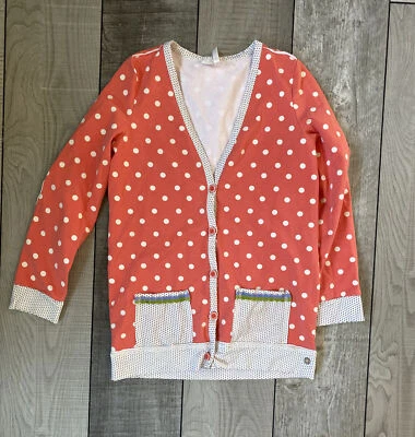 Cardigã Matilda Jane 435 Hang Time coral bolinhas terry francês meninas tamanho 14 em excelente estado usado - Imagem 1 de 4