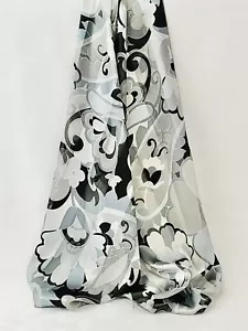 Vintage Silver / White & Black Art Deco Floral Scarf 150cm x 35cm - Picture 1 of 7