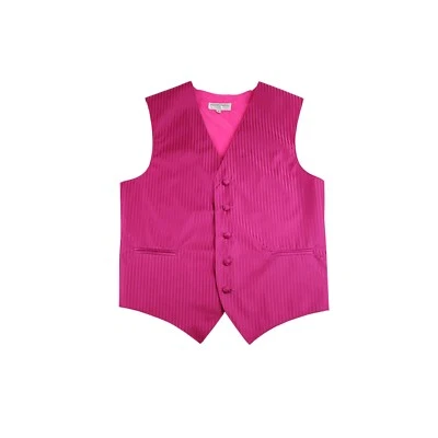 New Men's Tuxedo Vest Waistcoat Vertical Stripes only wedding formal Hot Pink - Image 1 of 2