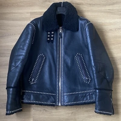 Givenchy Black Leather And Shearling Jacket - Image 1 of 4