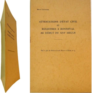 Attestations d'état civil registres à Bonneval début XVIe 1961 Marcel Couturier - Bild 1 von 8