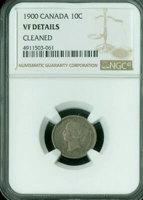 1900 CANADA  SILVER 10 CENTS NGC VF30 - Image 1 of 2