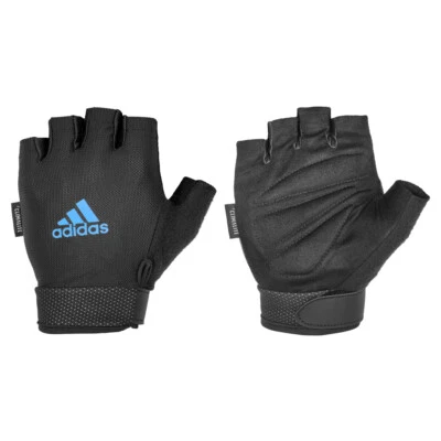 Adidas Climate Adjustable Unisex Weight/Gym/Sports MD Half Finger Gloves BLK/BLU - image 1 of 4