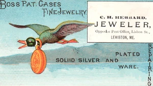 Duck With Watch Case Boss Jeweler Victorian Trade Card - Picture 1 of 3
