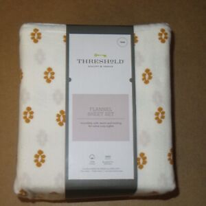 Threshold flannel sheet set - 3 pc TWIN Gold block  NIP
