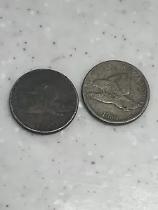 Lotto di due centesimi di aquila volante 1857,1858 penny da collezione monete americane - Foto 1 di 6