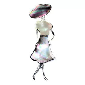Spilla estiva in argento 925 madreperla 29x27mm gemma gioielli fatta a mano - Foto 1 di 10