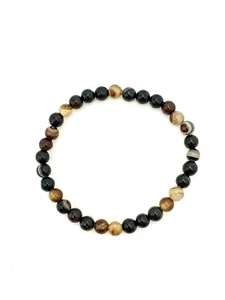 Natural Brown Striped Agate 7.5" 6mm Beaded Bracelet w/Stretch Cord - Picture 1 of 1