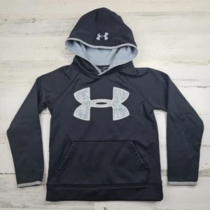 Under Armour Storm Hoodie Youth Small YSM Black Silver ColdGear Loose Fit - Picture 1 of 7