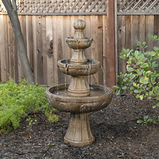 Water Fountain Sandstone 3-Tier 45" Garden Patio Large Outdoor Deck Backyard