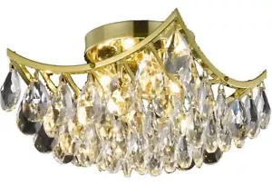 Chandelier Crystal Flush Mount Ceiling 4 Light Fixture Bathroom Bedroom Kitchen - Picture 1 of 2