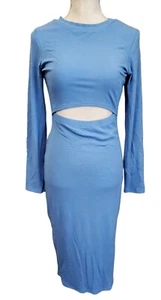 New Sexy Ladies Ribbed Bodycon Long Sleeve Dress With Cutout Size M - Picture 1 of 6