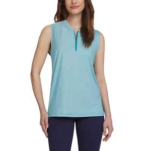 Lands End Ladies' Active Quarter Zip Sleeveless Polo Blue SMALL - Picture 1 of 2