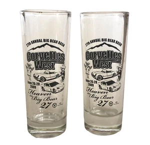 Shot Glass Corvettes West Set di 2 Chevrolet Auto Annuale Big Bear Bash 27th Chevy - Foto 1 di 6