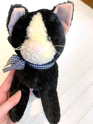 Cat Purse Plush Black and Cream Unique Handbag - Image 1 of 4