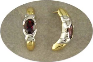 JDLGARNET GOLD POST EARRINGS - Picture 1 of 1
