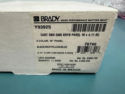 Cartucho de cinta Brady 76790 GlobalMark® 4,11" X 200' negro/rojo/azul/amarillo Foto 1 de 3