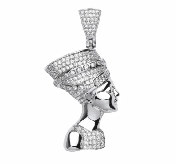 Argento Sterling Regina Nefertiti Pietra Ciondolo con Zirconia Cubica - Immagine 1 di 1
