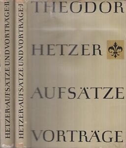 Buch: Aufsätze und Vorträge, Hetzer, Theodor. 2 Bände, 1957, gebraucht, g 305635