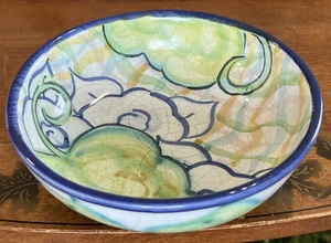 Damariscotta Kunstkeramik abstraktes Blumen- & Blattdesign 7" Schüssel signiert datiert 1992 - Bild 1 von 5