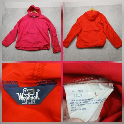 Chaqueta Pullover Woolrich Anorak Para Hombre L Roja Nylon Hecha en EE. UU. De Colección Foto 1 de 4