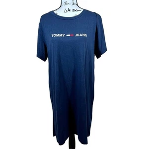 Tommy Hilfiger blue shirt dress short sleeve relaxed fit dress size M academia - Picture 1 of 16