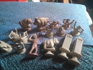 15 Soapstone Handcarved Chess Pieces? Tribal Greek? Pieces Missing Good Conditio - Picture 1 of 19