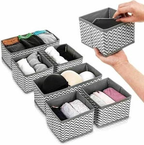 6Pcs Large Foldable Canvas Storage Boxes Folding Fabric Clothes Baskets - Picture 1 of 8