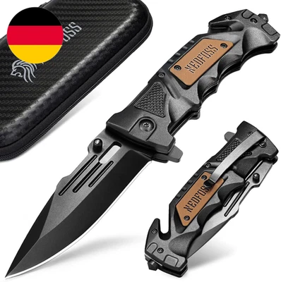 Nedfoss DA75 Profi Rettungsmesser, 10Cm Klappmesser Mit Gurtschneider & Glasbrec