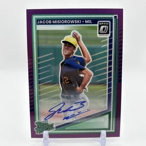 JACOB MISIOROWSKI 2025 Donruss OTTICA VIOLA #149 AUTO /49 Prospetto Classificato MIL - Foto 1 di 2