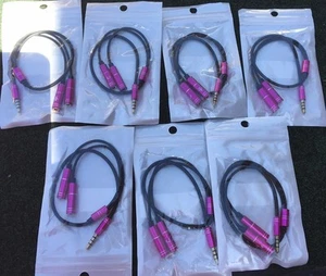 7 Pack Bundle 1 Male to 2 Female 3.5mm Audio Y Splitter Headphone Cable Pink - Picture 1 of 3