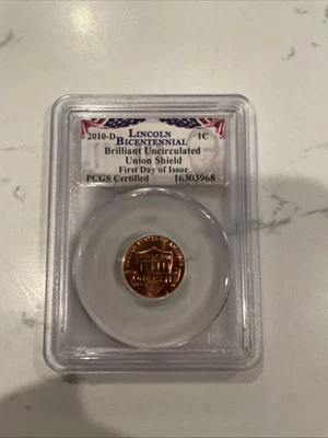 2010-D Lincoln Bicentenário Cent Union Shield Primeiro Dia Edição PCGS BU - Imagem 1 de 2