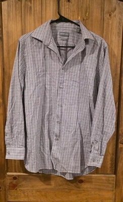 Camisa de vestir Michael Kors ajustada para hombre M gris a cuadros manga larga abotonada Foto 1 de 4