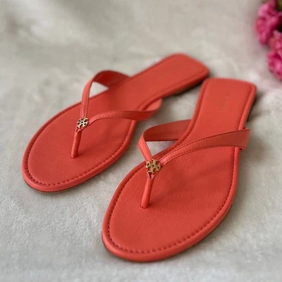 NUEVO Tanga de cuero coral Tory Burch clásica sin cordones para mujer talla 9 Foto 1 de 4