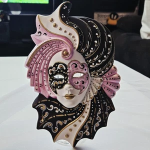 AUTHENTIC VENETIAN WALL DECOR MASK WITH GLITTERS HAND MADE IN ITALY - Picture 1 of 13