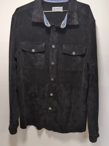 BLANK NYC Snap Quick Action Black Suede Leather Shirt Jacket Mens Size L - Picture 1 of 7
