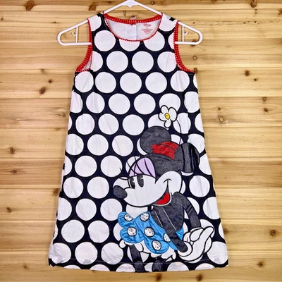 Disney Minnie Mouse Dress Girls 10 Black and White Polka Dot Sleeveless Dress - Image 1 of 4