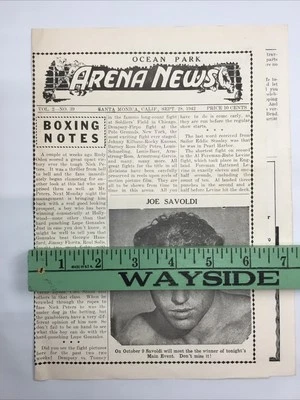 Arena News Boxing Program Ocean Park California Joe Savoldi Sept 1942  Wrestling - Image 1 of 2