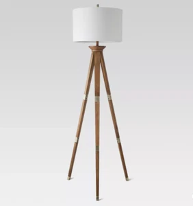 Wood Tripod Floor Lamp Expresso Includes LED Light Bulb - Threshold - Picture 1 of 12