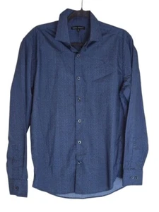 Camisa Robert Barakett Para Hombres Manga Larga Con Botones Talla M Azul Microimpresión 100% C - Imagen 1 de 8