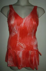 Vintage Womens SEARS SKIRT SWIMSUIT 18 Mod ORANGE & WHITE Built In Bra SWIM 1pc - Picture 1 of 3