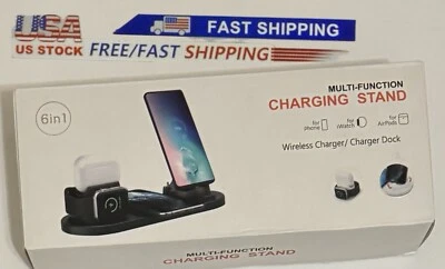 Multi Function Charging Stand 6 in 1,For iPhone iWatch Airpods/type-c Phones 15W - Image 1 of 4