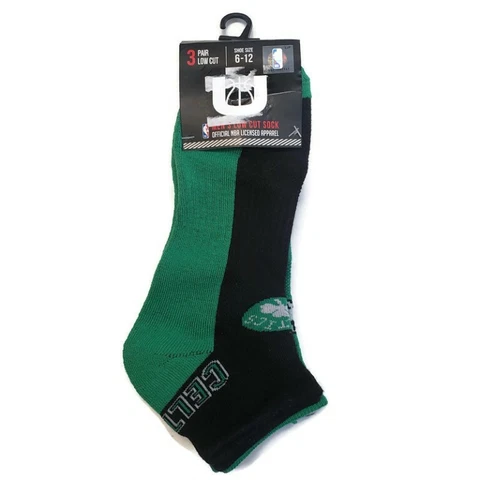 NBA Mens Shoe Size 6-12 Boston Celtics 3 Pair Of Low Cut Socks Green Black Cover