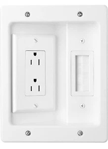 Legrand - Flat Panel TV Connection Kit In Wall On-Q Solution Power Plug White - Picture 1 of 7