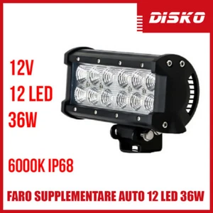 FARO LAMPADA SUPPLEMENTARE PROFONDITA AUTO FUORISTRADA 12V 12 LED 36W 6000K IP68 - Foto 1 di 5
